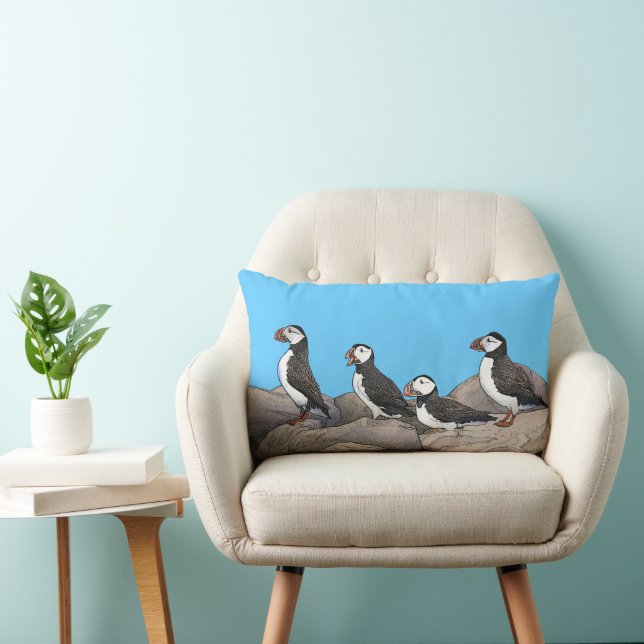 Atlantic Puffins Lumbar Cushion (Chair)
