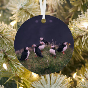 Atlantic Puffins Metal Tree Decoration