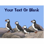 Atlantic Puffins Photo Sculpture Magnet<br><div class="desc">Puffins at rest on the rocks. Add your own text. The Atlantic Puffin (Fratercula arctica) feeds primarily by diving in the water. They breed in large colonies on coastal cliffs or offshore islands in the North Atlantic. Puffins shed the colourful outer parts of their bills after the breeding season, leaving...</div>