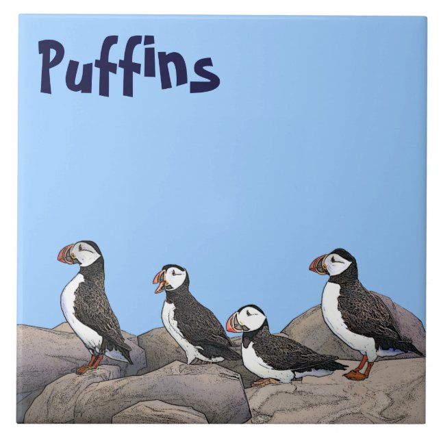 Atlantic Puffins Tile (Front)