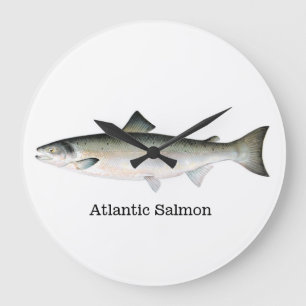 Atlantic Salmon Fish Large Clock