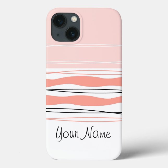 Atlantic Stripe Pink Name horizontal iPad case (Back)