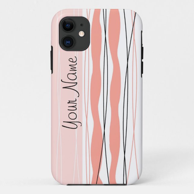 Atlantic Stripe Pink Name Vertical iPhone case (Back)