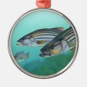 Atlantic Striped Bass Fish Morone Saxatilis Metal Tree Decoration