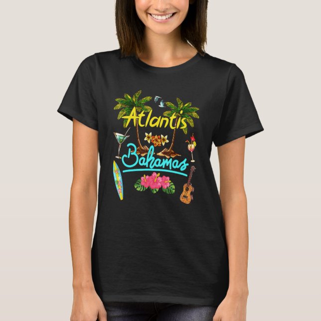 Atlantis Bahamas Beach Summer Palm Surf Sun Set Pa T-Shirt (Front)