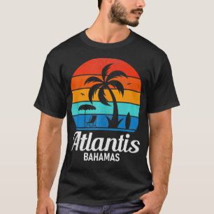 Atlantis Beach Bahamas Palm Tree Vintage Sunset Su T-Shirt