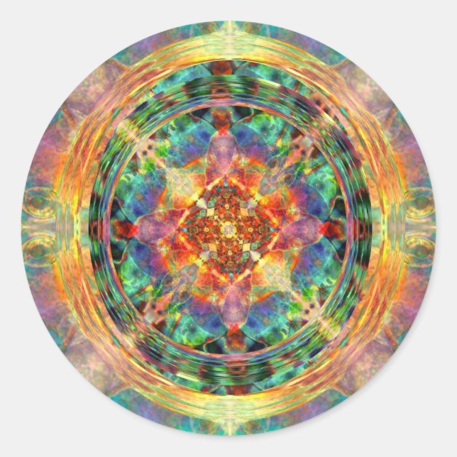Atlantis inspired Rainbow Mandala Classic Round Sticker (Front)