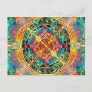 Atlantis inspired Rainbow Mandala Postcard