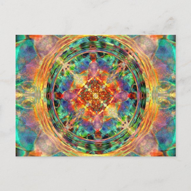 Atlantis inspired Rainbow Mandala Postcard (Front)