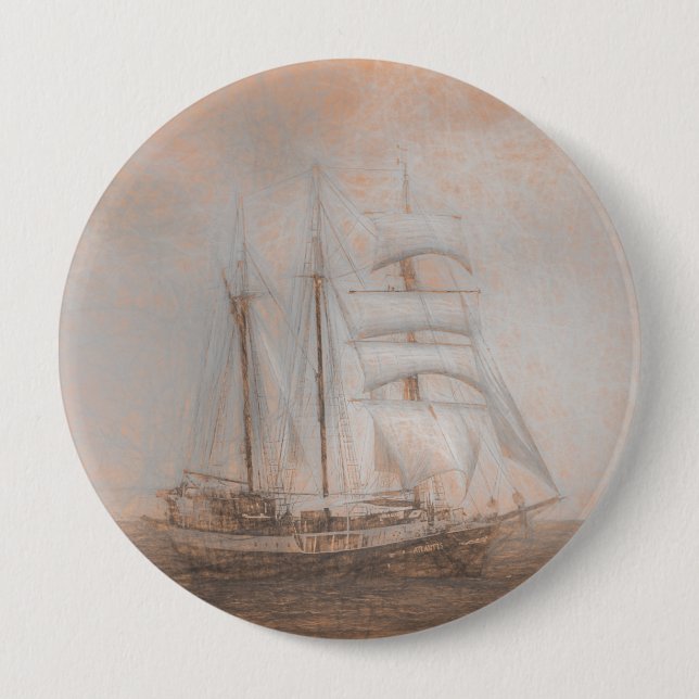 Atlantis Sailing Ship da Vinci 10 Cm Round Badge (Front)