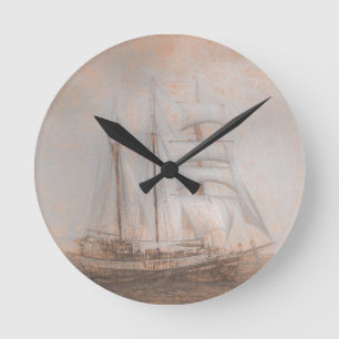 Atlantis Sailing Ship da Vinci Round Clock