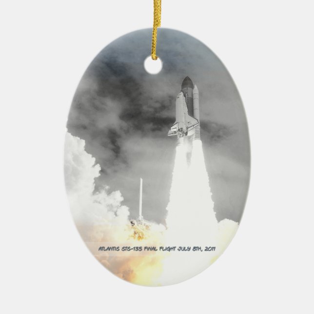 Atlantis Space Shuttle STS-135 Last Flight Ceramic Tree Decoration (Front)