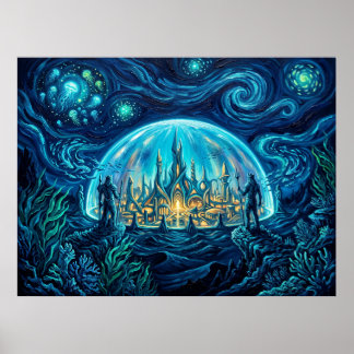 Atlantis Starry Night DC Comics Landscape Poster