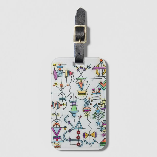 Atlantis Two-Whimsical Abstract Art Luggage Tag (Front Vertical)