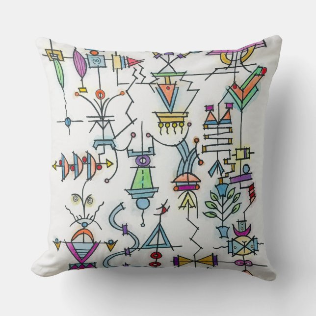 Atlantis Two-Whimsical Modern Geometric Symbols Cushion (Front)