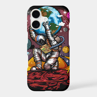 Atlas Astronaut Holding Earth Mars Cosmic Galaxy