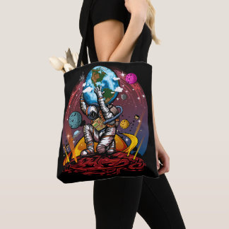 Atlas Astronaut Holding Earth Mars Cosmic Galaxy Tote Bag