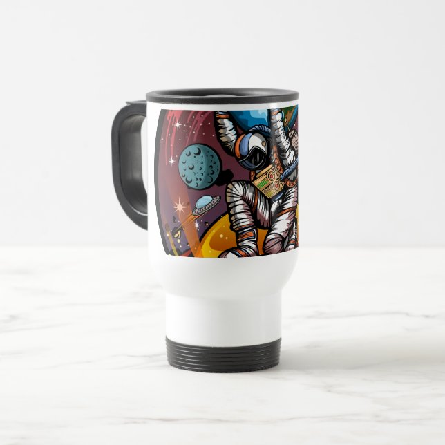 Atlas Astronaut Holding Earth Mars Cosmic Galaxy Travel Mug (Front Left)