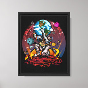 Atlas Astronaut Holding Earth Mars Galaxy Cosmic S Canvas Print