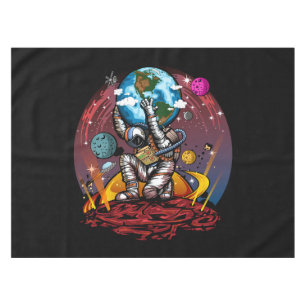 Atlas Astronaut Holding Earth Mars Galaxy Cosmic Tablecloth