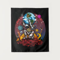 Atlas Astronaut Holding Earth Mars Galaxy Cosmic