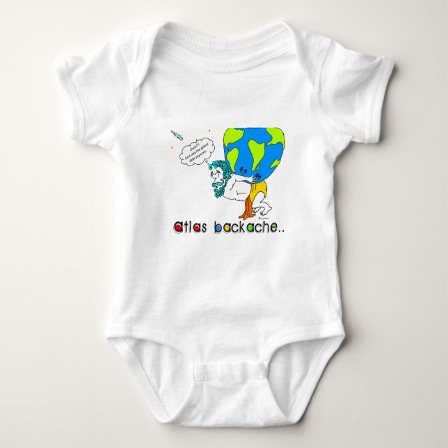 Atlas Backache-Light Background Text Baby Bodysuit (Front)