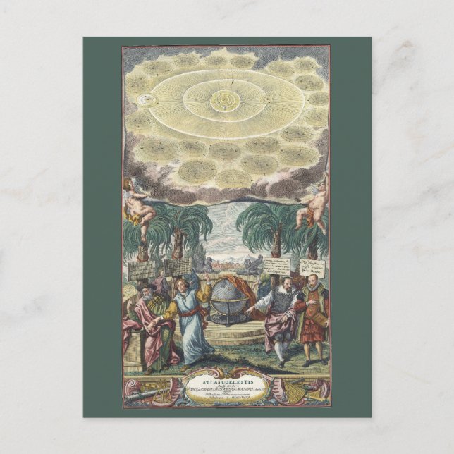 Atlas Coelestis by Doppelmaier, Vintage Astronomy Postcard (Front)