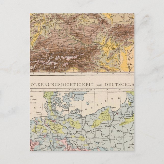 Atlas map of Central Europe Postcard (Front)