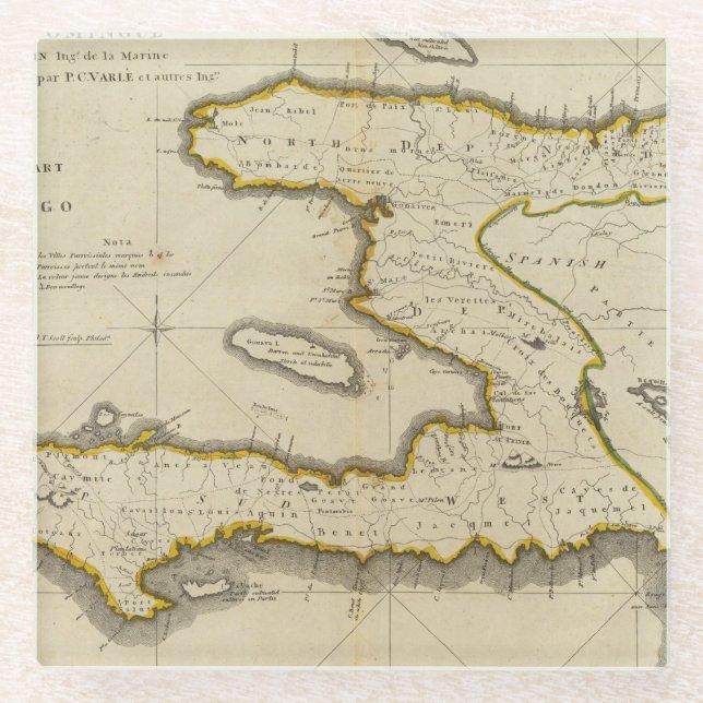 Atlas Map of Haiti Glass Coaster (Front)