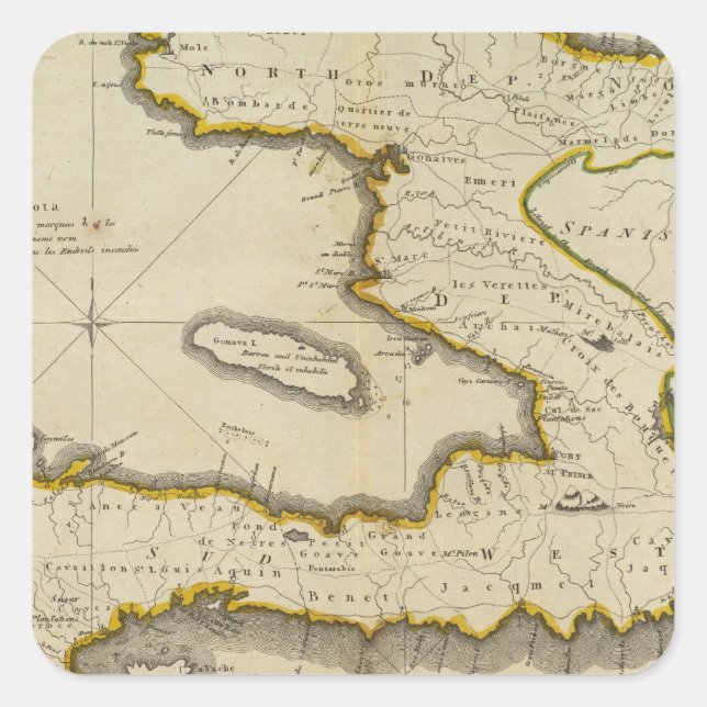 Atlas Map of Haiti Square Sticker (Front)