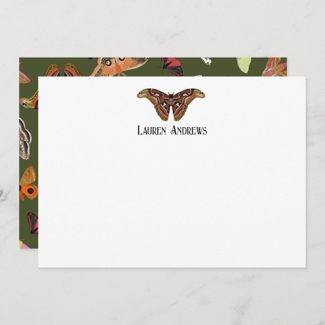 Atlas Moth Personalised Stationery Note Card (Front/Back)