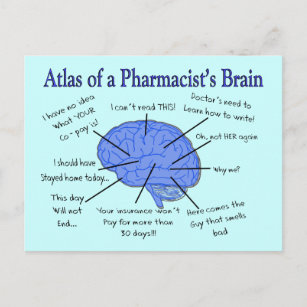 Atlas Of A Pharmacist's Brain-Hilarious Postcard