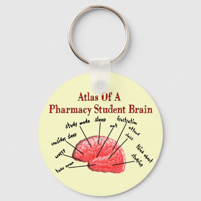 Atlas of a Pharmacy Student Brain Key Ring (Front)