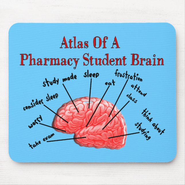 Atlas of a Pharmacy Student Brain Mouse Mat (Front)