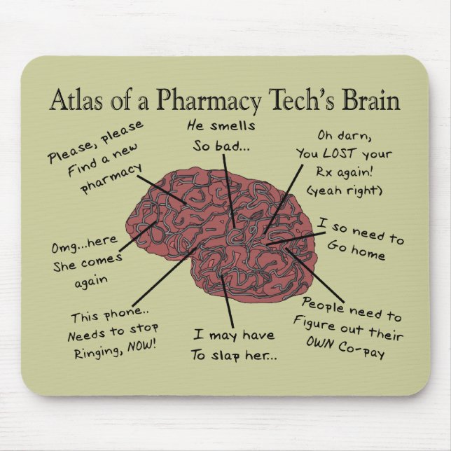 Atlas of a Pharmacy Tech's Brain Mouse Mat (Front)