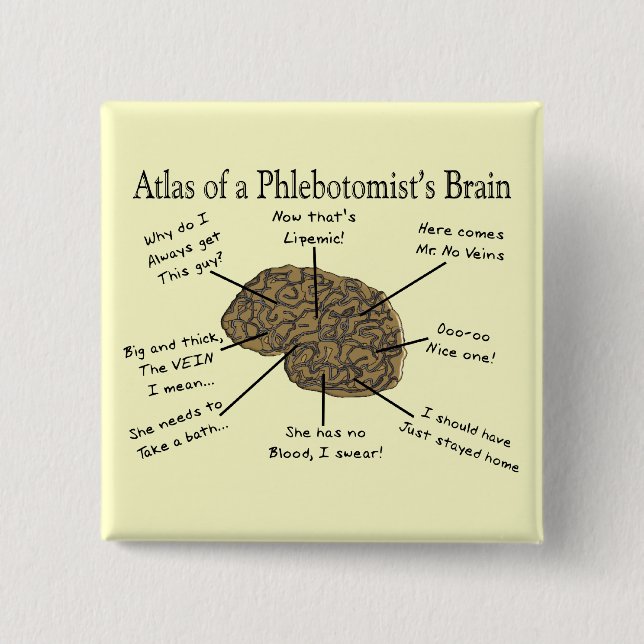Atlas of a Phlebotomist's Brain 15 Cm Square Badge (Front)