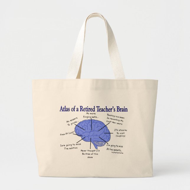 Atlas of a Retired Teacher's Brain Gfits Large Tote Bag (Front)