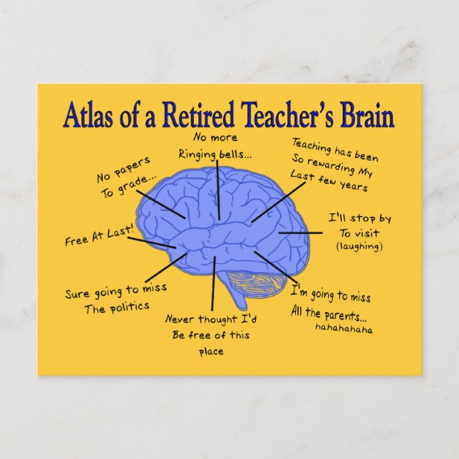 Atlas of a Retired Teacher's Brain Postcard (Front)