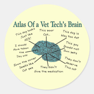 Atlas of a Vet Tech's Brain Classic Round Sticker