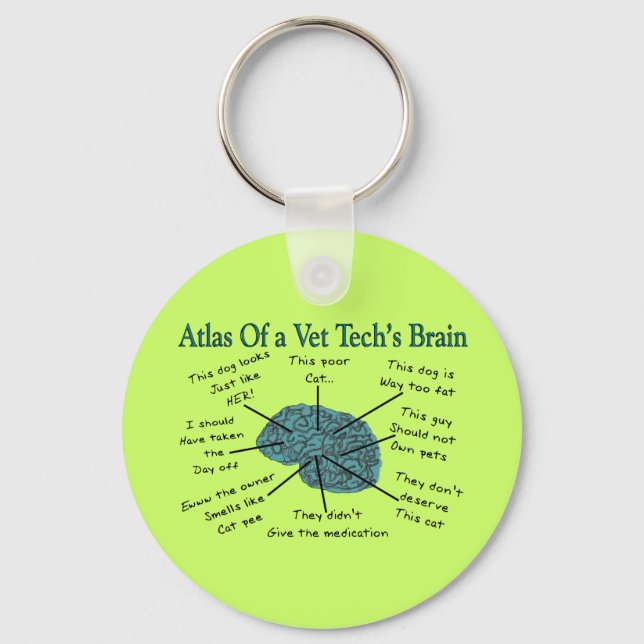 Atlas of a Vet Tech's Brain Key Ring (Front)