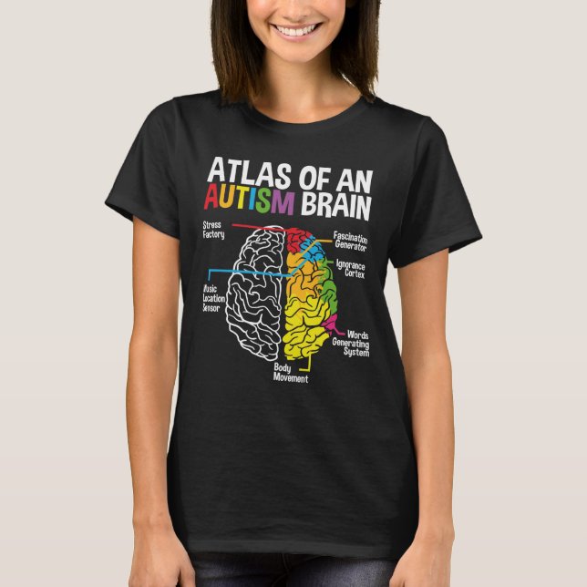 Atlas of An Autism Brain  Month Ribbon Puzzle T-Shirt (Front)