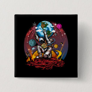 Atlas Space Man 15 Cm Square Badge
