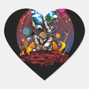 Atlas Space Man Heart Sticker