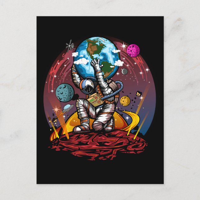 Atlas Space Man Holiday Postcard (Front)