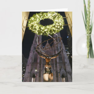 Atlas & St. Patrick's Cathedral, Christmas, NYC - Card