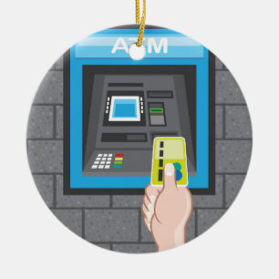 ATM human hand with a card Ceramic Tree Decoration