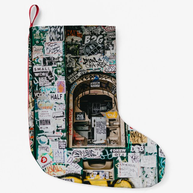 ATM MACHINE WITH GRAFFITI SMALL CHRISTMAS STOCKING (Front)