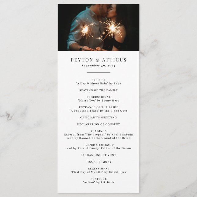 Atmosphere Skinny Vertical Wedding Program Programme (Front)