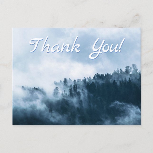 Atmospheric Fog over a Forest. Thank You Postcard (Front)