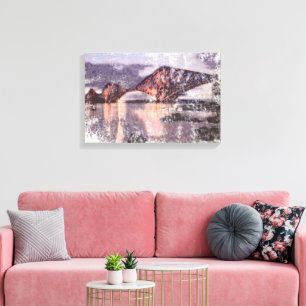 Atmospheric Forth Bridge at Twilight Watercolour Canvas Print